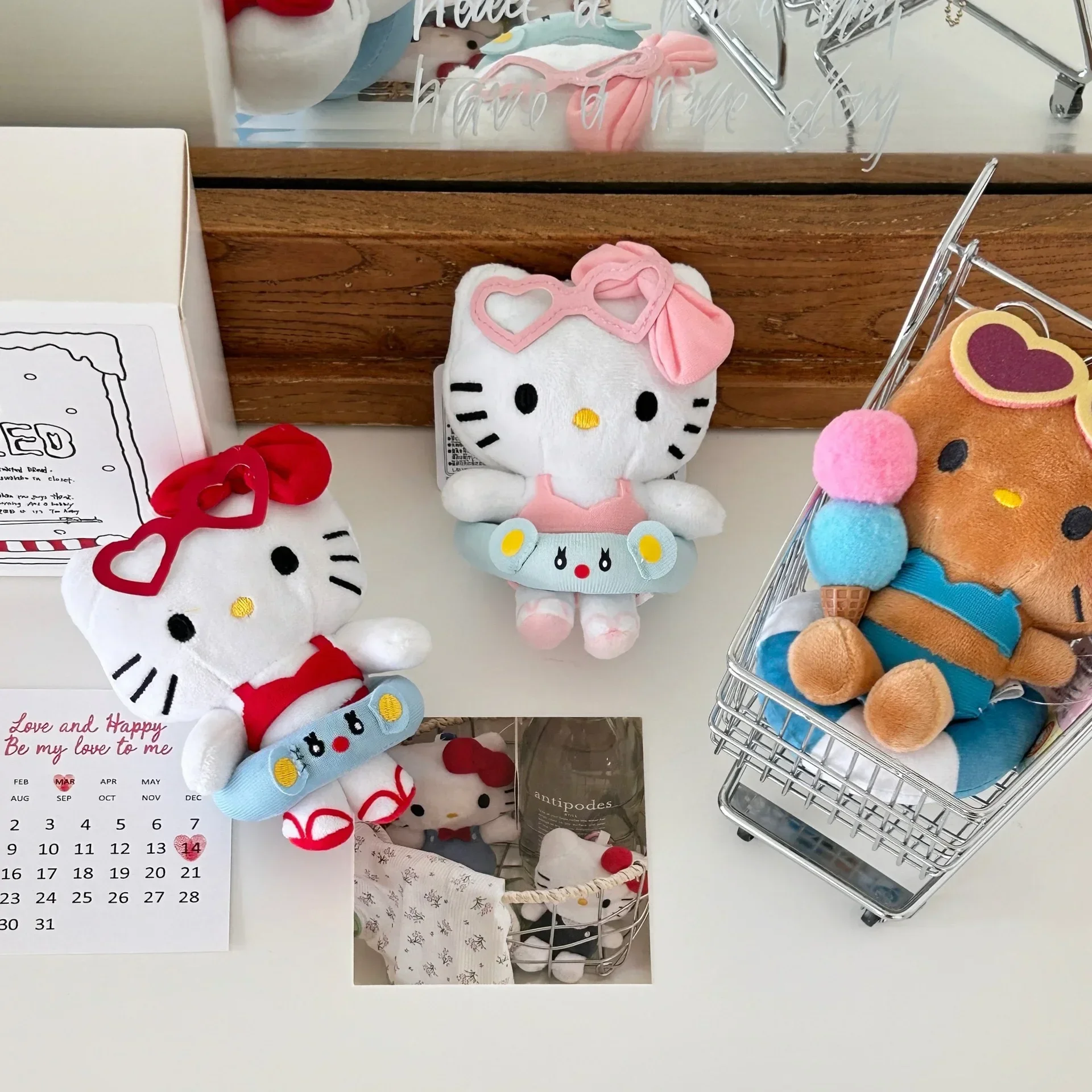 Porte-clés Hello Kitty en peluche de 12cm, poupée douce, dessin animé Hello Kitty, pendentif de sac, accessoires, jouets cadeaux pour filles