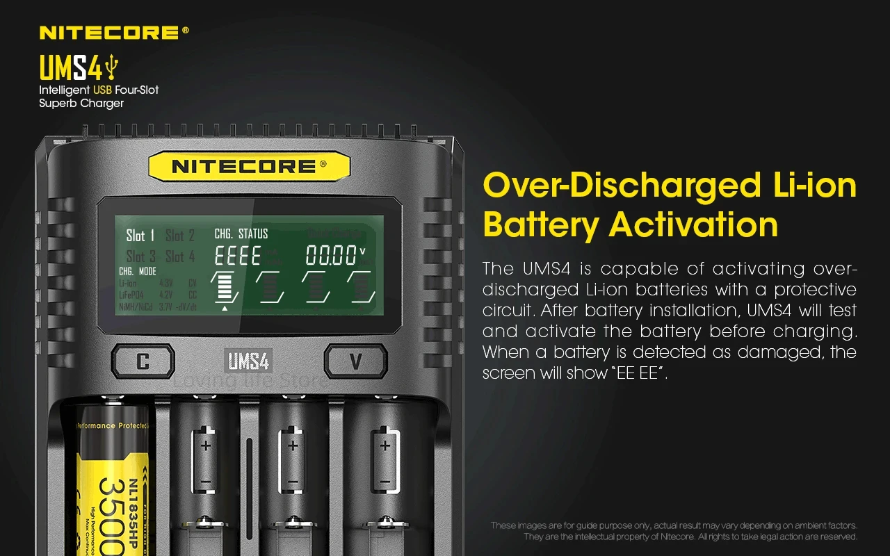 NITECORE Charger UMS2 UMS4 Lithium Battery USB Charger Smart Charger Battery Fast Charging Paired with Battery