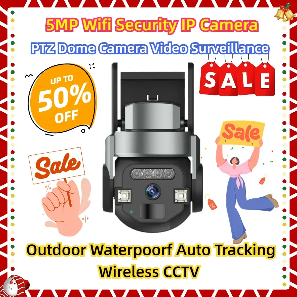 

Outdoor Waterpoorf Auto Tracking Wireless CCTV PTZ Dome Camera Video Surveillance Smart Life 5MP Wifi Security IP Camera