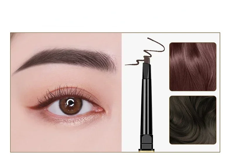 Small Gold Stick Double-Headed Eyebrow Pencil Ultra-Thin 3D Definition Lasting Non-Smudge Triangle Shape for Perfect Brows