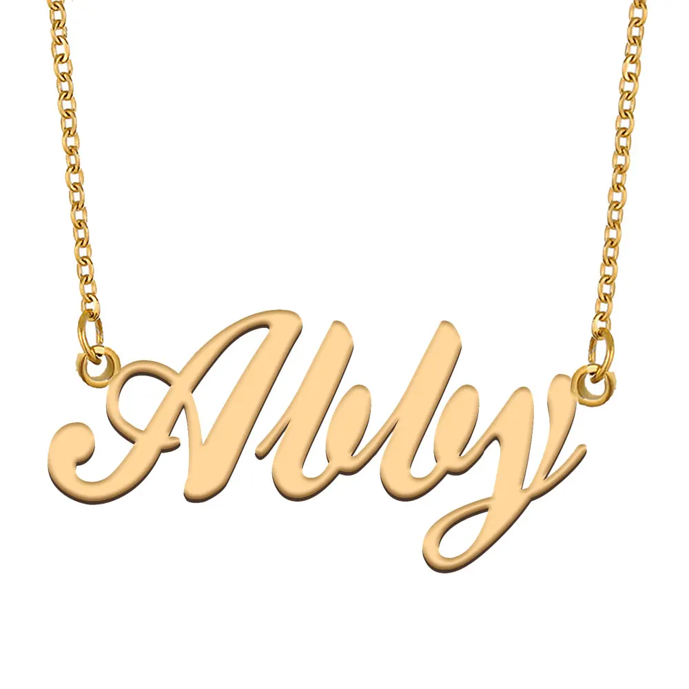 Abby Name Necklace for Women Stainless Steel Jewelry Gold Plated Nameplate Pendant Femme Mothers Girlfriend Gift