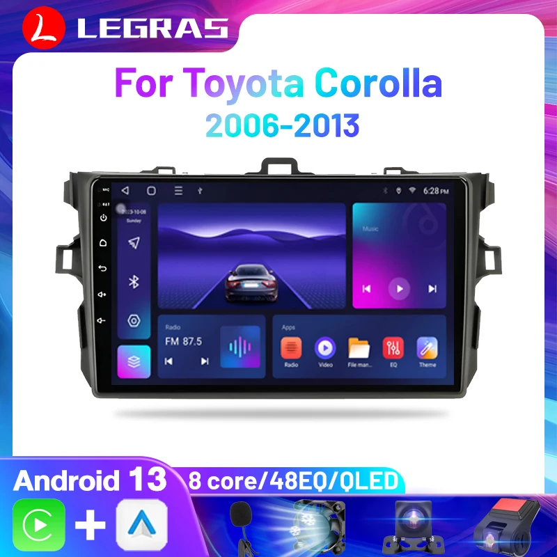 

8 Core Android Auto Wireless Carplay For Toyota Corolla E140 150 2006-2013 GPS WIFI 4G Radio Car Amplifier EQ DSP AHD Autoradio