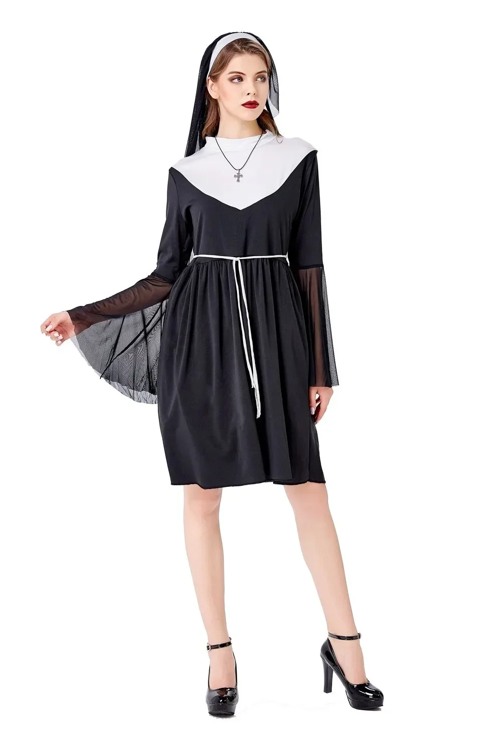 Halloween Sexy Slechte Gewoonte Nun Cosplay Kostuum Carnaval Party Cosplay Maagd Maria Religieuze Nun Fancy Dress