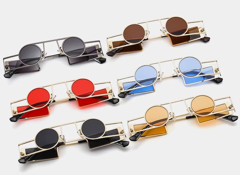 OEC CPO Punk Herren Runde Sonnenbrille Vintage Damen Retro Runde Sonnenbrille Weibliche Einzigartige Metall Steampunk Brille UV400 Oculos – Detail 2
