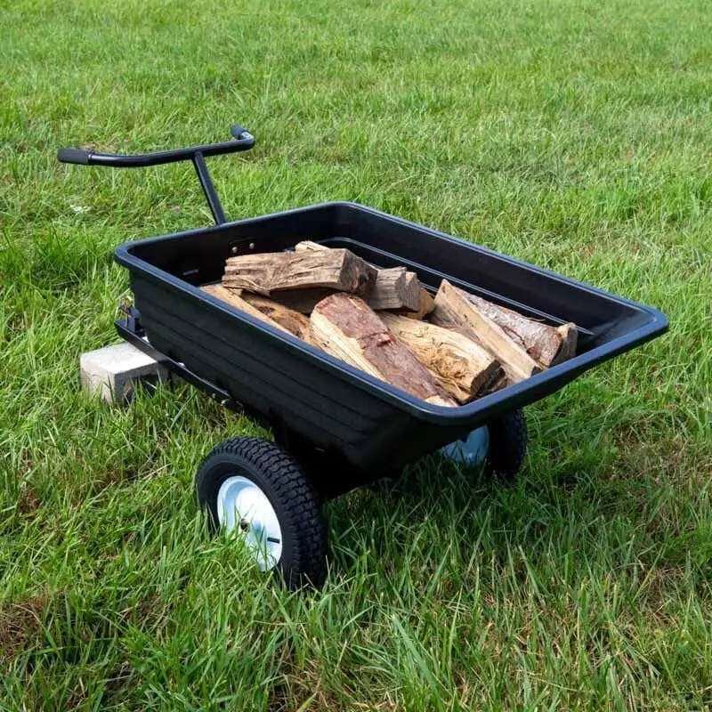 Titan Attachments 650 LB (10 Cu. Ft.) Economy Tow-Behind Poly Dump Cart for Lawn beach trolley