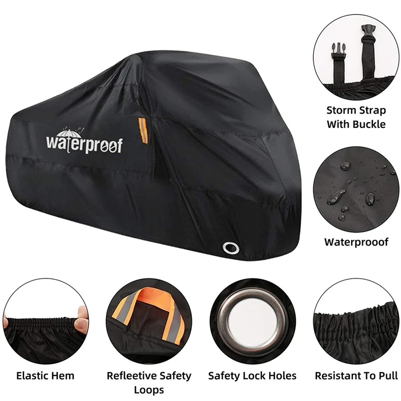 Bike Cover For 1 Or 2 Bikes, 210T Waterproof Outdoor Bicycle Storage Protector Rain Sun UV Dust Wind Proof Bicycle Cover