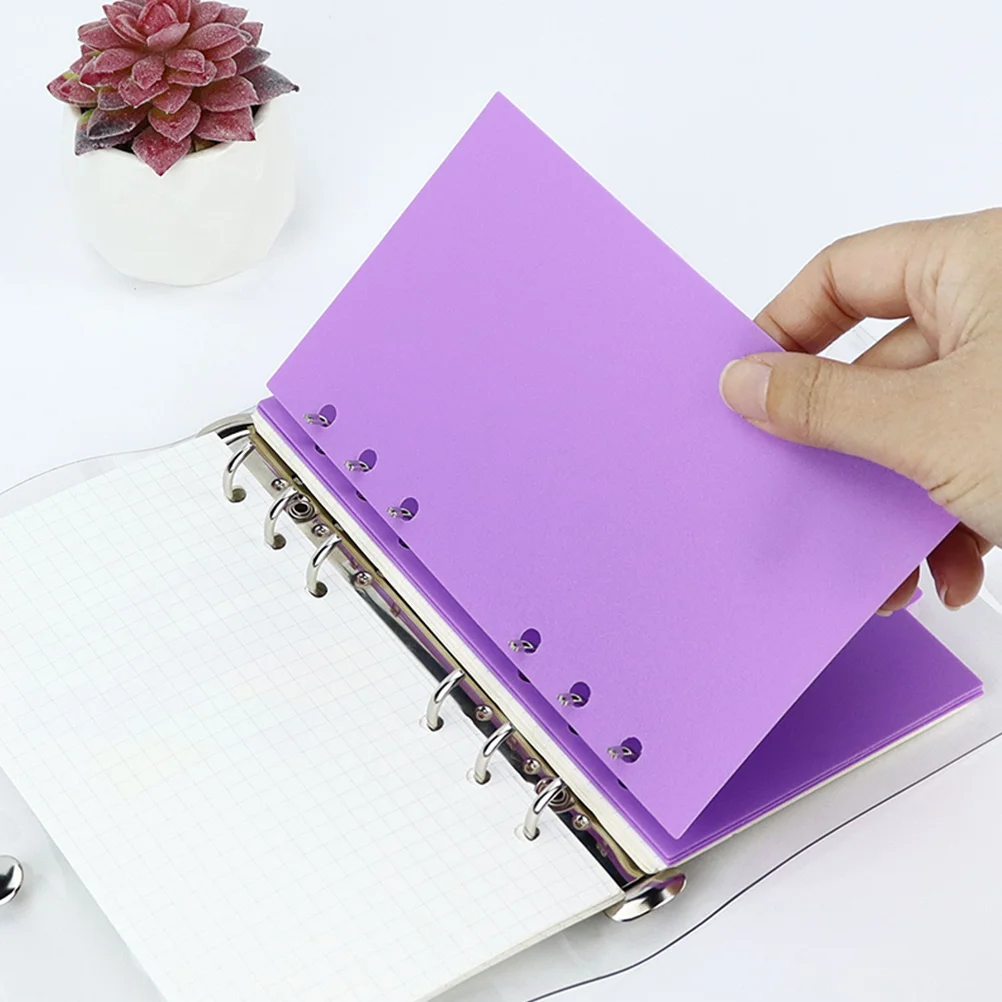 Separadores de abas de fichário, 6 folhas, separadores para página de notebook, divisores de fichário de plástico com abas, protetores de folhas