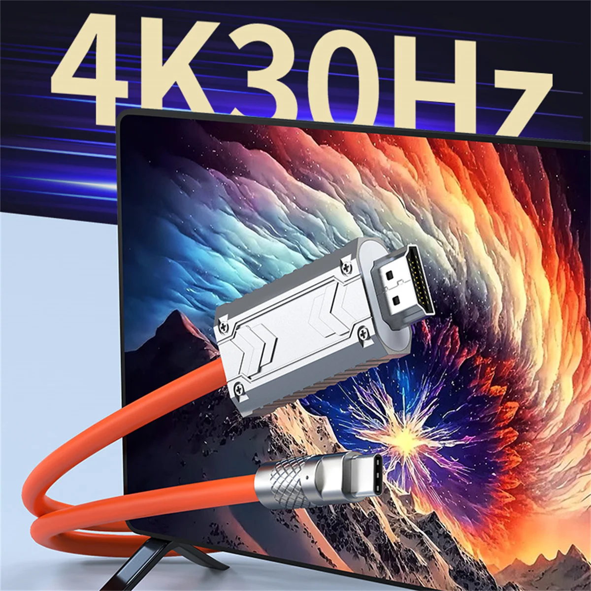 

4K@30Hz Zinc Alloy Type-C to HDMI Cord USB C to HDMI Cable Thunderbolt 3 & 4 for iPhone 15 Series, MacBook, iMac, iPad Pro, Dell