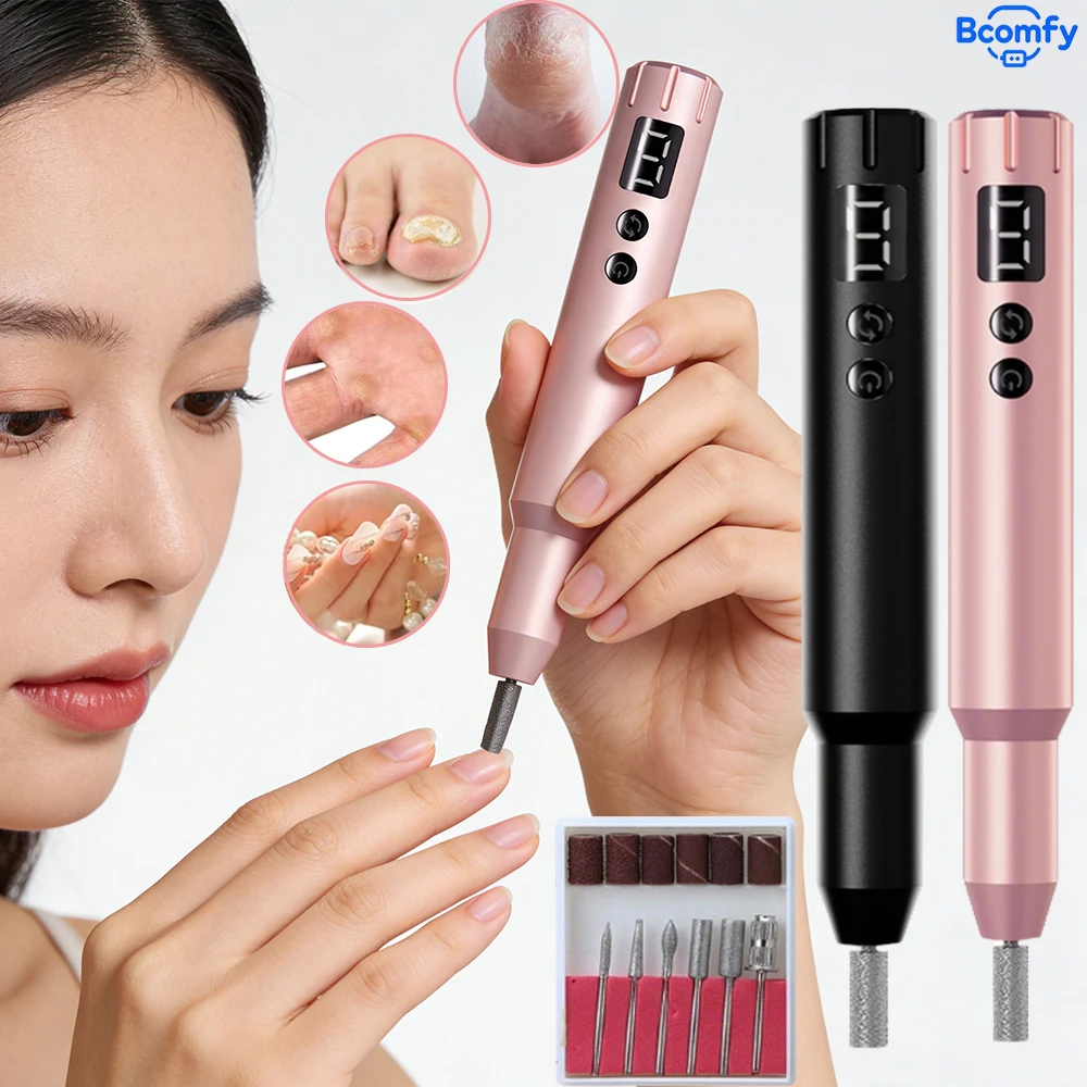 Broca elétrica para unhas, sem fio, caneta para polimento de unhas, recarregável, portátil, manicure