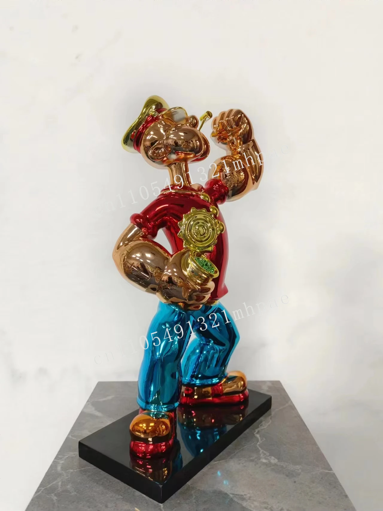 

2025 direct sales new electroplating color pop art sculpture decoration Popeye statue fiberglass life size sculpture