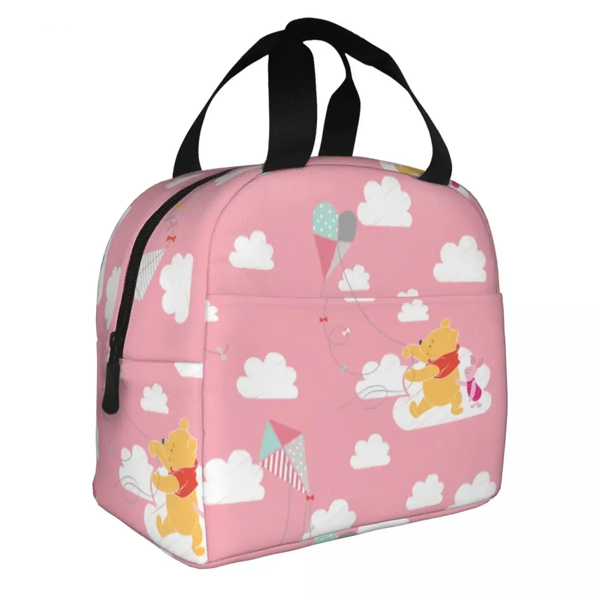 Winnie The Pooh Pink Flying Kite Insulated Lunch Bags borsa termica contenitore per pasti Tote a tenuta stagna Lunch Box uomo donna Outdoor