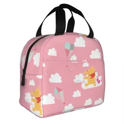 Winnie The Pooh Pink Flying Kite Insulated Lunch Bags borsa termica contenitore per pasti Tote a tenuta stagna Lunch Box uomo donna Outdoor