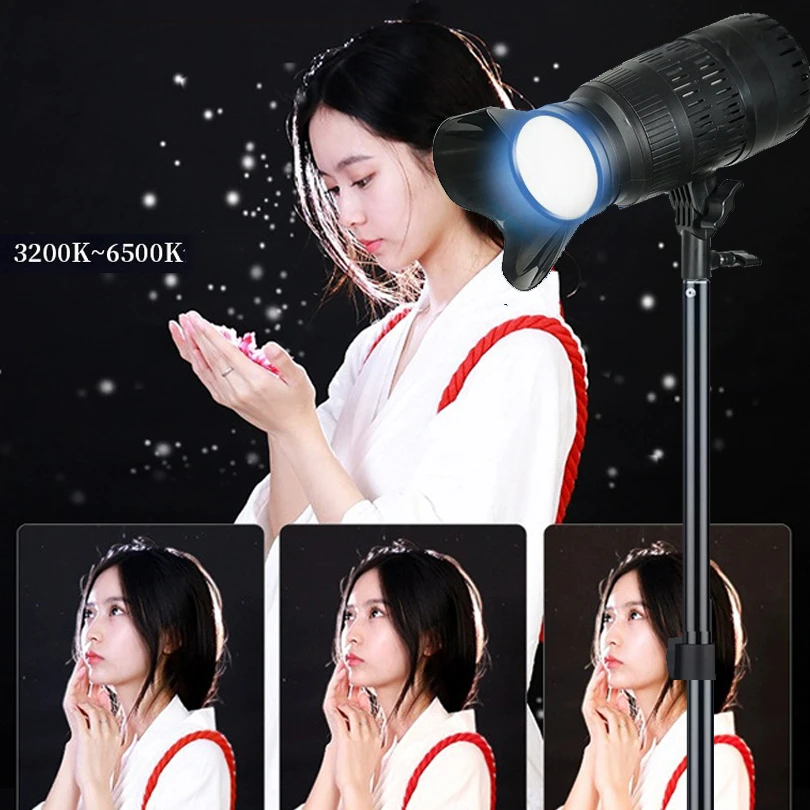 Spotlight LED Spotlight Studio Video Light 6500K Brightness COB Photography Lighting for Live Streaming Portrait Product Profess