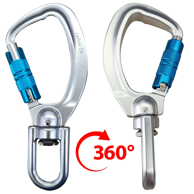 Swivel Carabiner Clip 360° Rotatable Carabiner Big Auto Locking Carabiner C-Ring Climbing Equipment Survival Rescue Carabiner