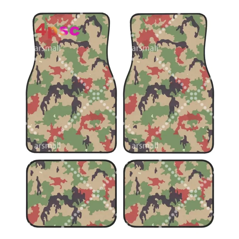 Swiss Alpenflage Camo Car Floor Mats of 4 Pieces Crystal Velvet Rugs Camouflage Universal Car Front Rear Carpets Foot Mats