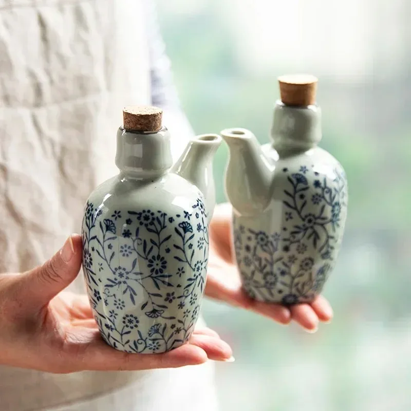 Vintage Ceramic Oil Pot, Kitchen, Salt and Pepper Shakers, Seasoning Box, Household Spice Jar, Soy Sauce Bottle, Cooking Tools