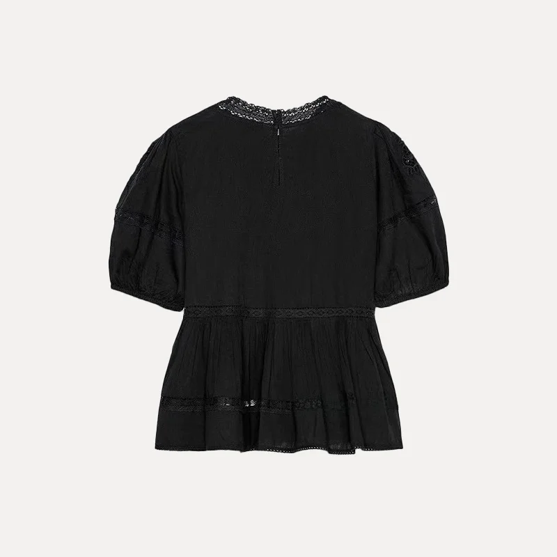 

Романтический Sle Embroidered irt Ele Aosphere Summer New Women's Faion Z Commute Sle Loose Fit ort Sve ro...