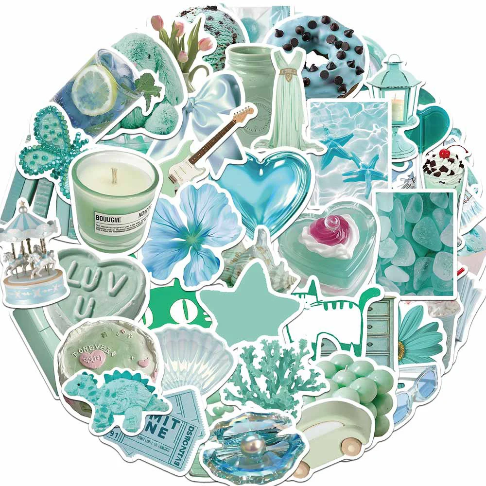 10/30/50 Stück Niedliche INS-Style Mintgrüne Graffiti-Aufkleber Ästhetische Kunst-Sticker DIY Koffer Handy Kawaii Mädchen Deko-Aufkleber