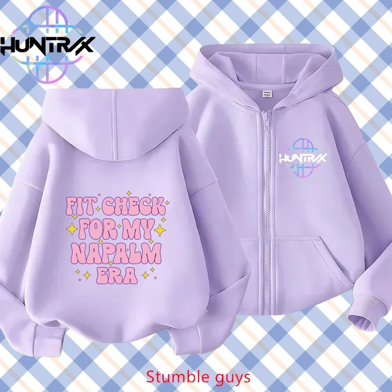 

Kpop Demon Hunters 2026 New Kids Purple Zip Hoodie Spring Autumn Fashion Boys Girls Match Skirts