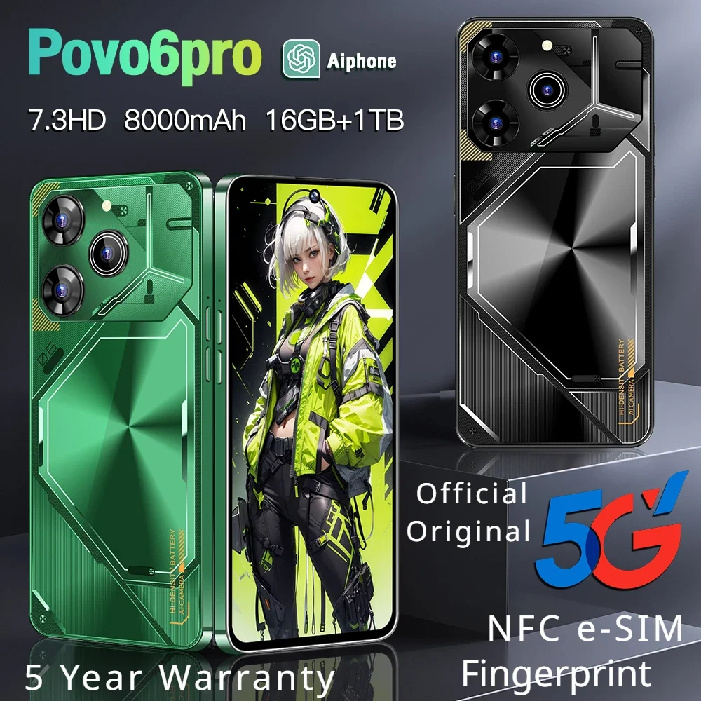 

2024 Original Pova 6 Pro Smartphone 5G+ Dimensity 9200 6.8-inch 16G+1TB Dual-SIM 50+108MP Android14 Fingerprint Unlock e-SIM NFC