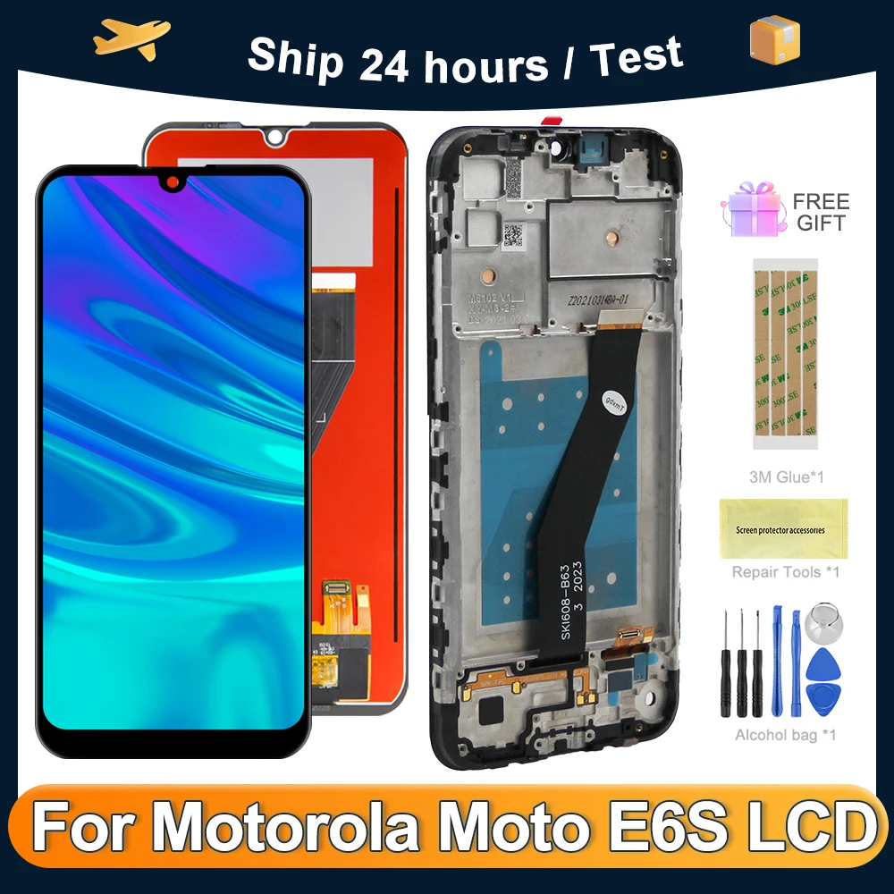 

Для Motorola Moto E6S 2020 XT2053 XT2053-2 6,1 ''ЖК-дисплей с сенсорным экраном и дигитайзером в сборе, замена для Moto E6S