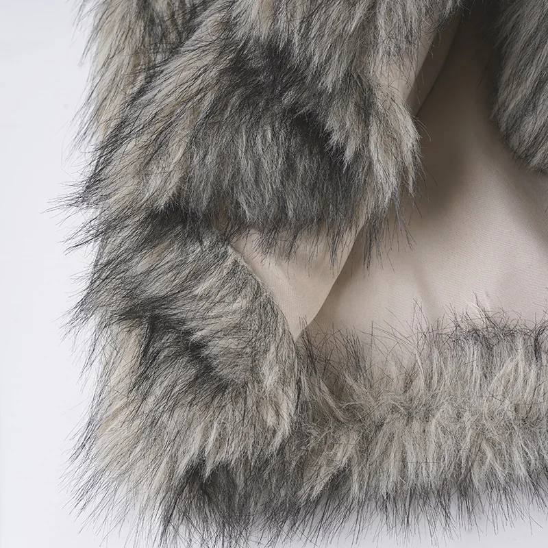 Falda en forma de A dividida con empalme de felpa de cintura baja Sexy para mujer nueva de invierno