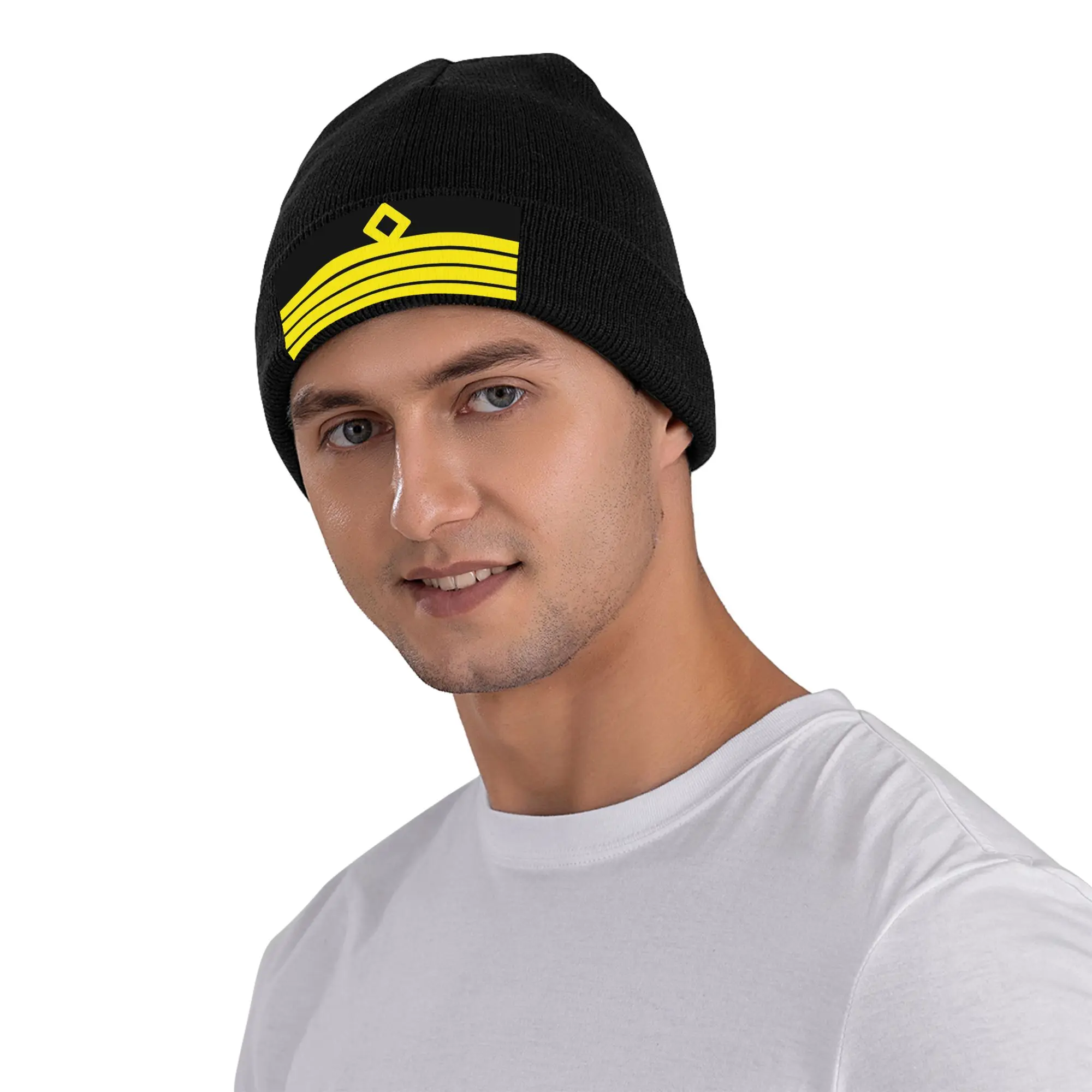 Maritime Rank Chief Engineer Epaullettes Diamond Black Sailor ONE Winter Skullies Beanies Hat Autumn Knitted Hats Bonnet Caps