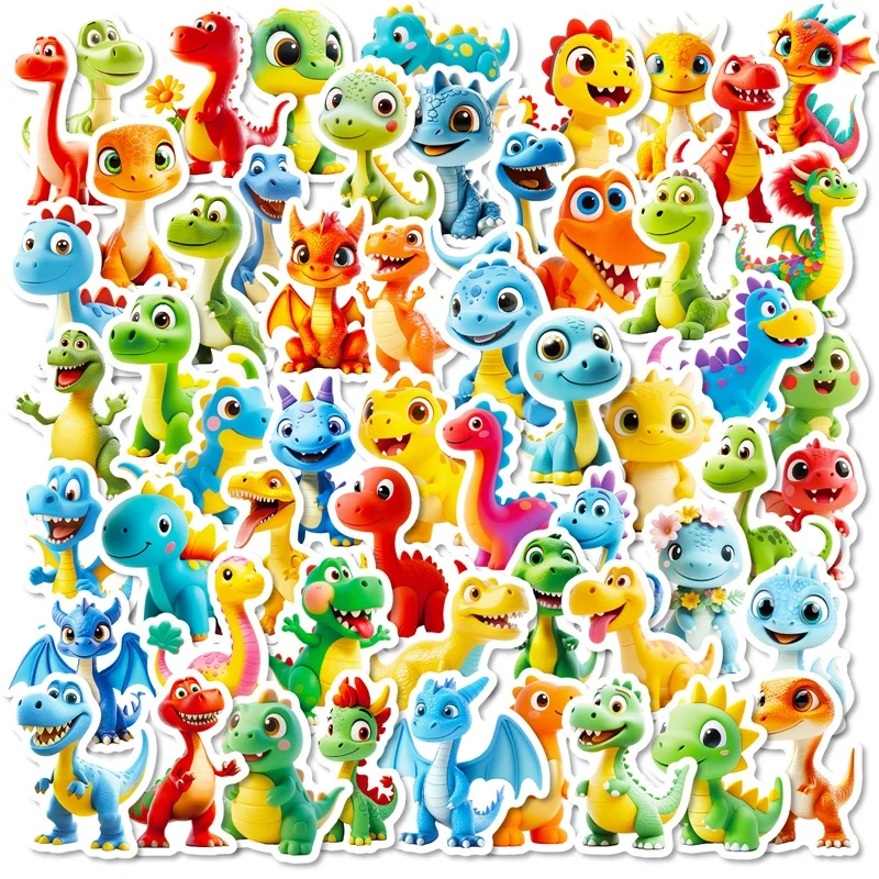 

10/30/56PCS Cartoon Dinosaur PVC Sticky Sticker Aesthetic Korean Children's DIY Decoration Scrapbooking School Supplies