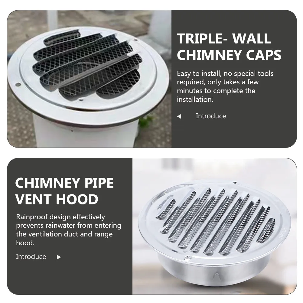 Stainless Steel Rainproof Air Vent Protector Flat Wind Lid Suitable for Ventilation Duct Range Hood Exhaust Protector Cover