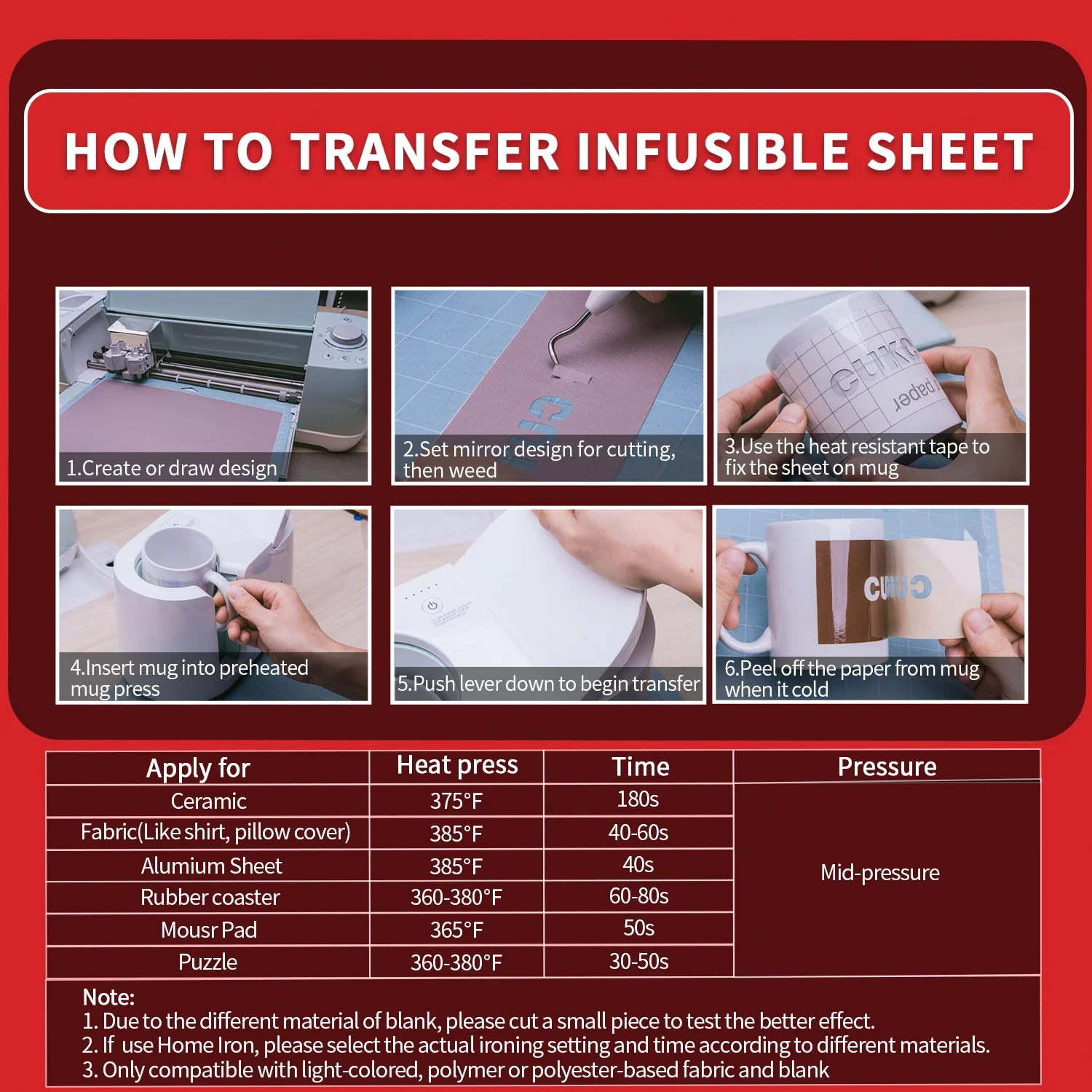 WOWOCUT tinta Transfer Infusible, lembar 8/10/12/16 buah 12 "X12" warna murni kertas Transfer tekan panas tinta sublimasi untuk kaus