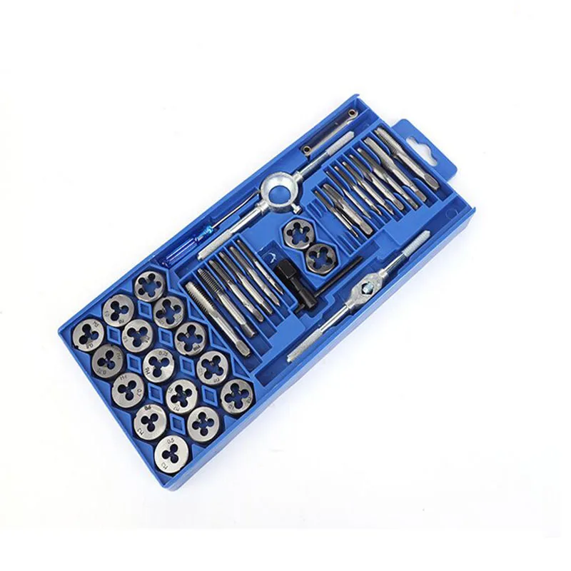 12/20/40Pcs Metric Hand Tap and Die Set M3-M12 Screw Thread Plugs Straight Taper Reamer Tools Wrench Threading Hand Tools