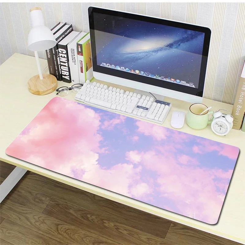 800x300x2mm  Pink Clouds Sky Office Mice Gamer Soft Mouse Pad Large Mouse Pad Keyboards Mat Kawaii Mouse Pad  Writing Desk Mat