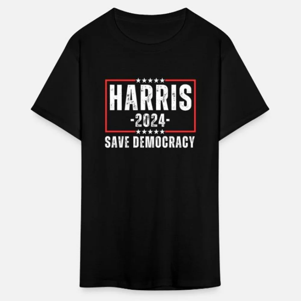 

Kamala Harris 2024 Save Democracy T-Shirt 100% Cotton O-Neck Short Sleeve Summer Casual Mens T-shirt Size S-3XL