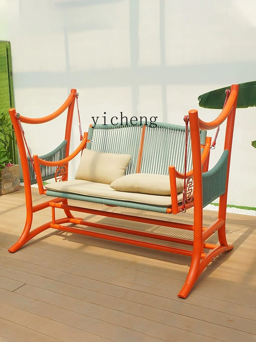

LSL Outdoor Swing Garden Balcony Rattan Rocking Chair for Home Outdoor Terrace Small Yard Double Seater