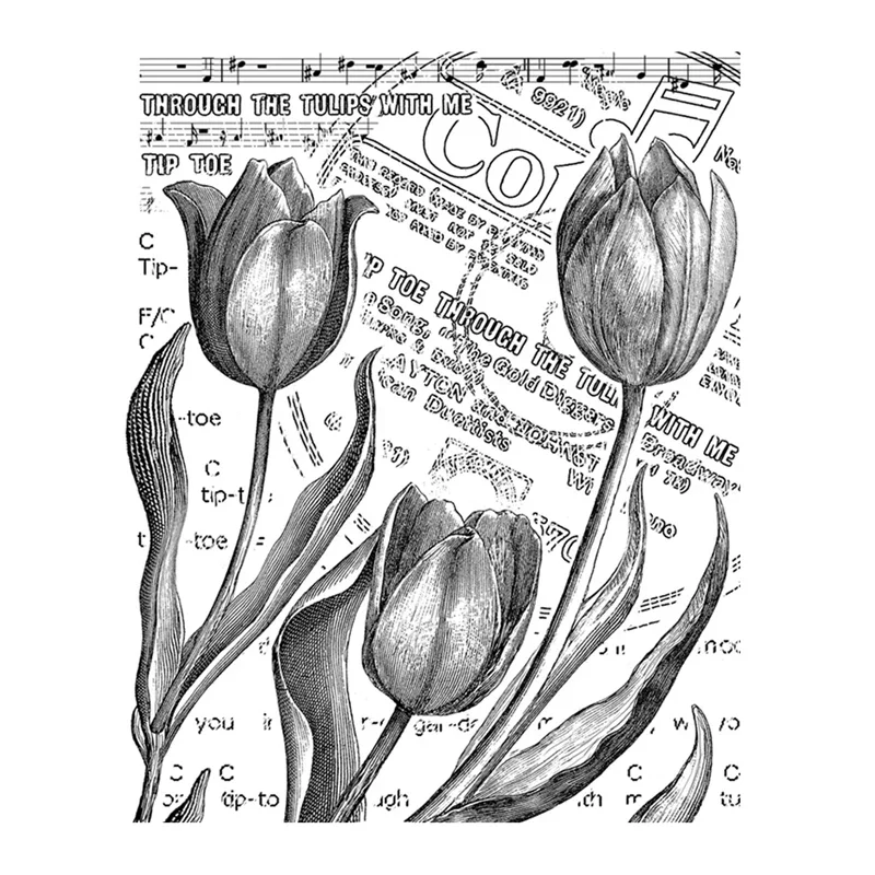 8*10cm DIY New Clear Stamps Tulip Flower Garden Bud Fennel Lace For Scrapbooking Paper Making Account Craft Set Card NO Die