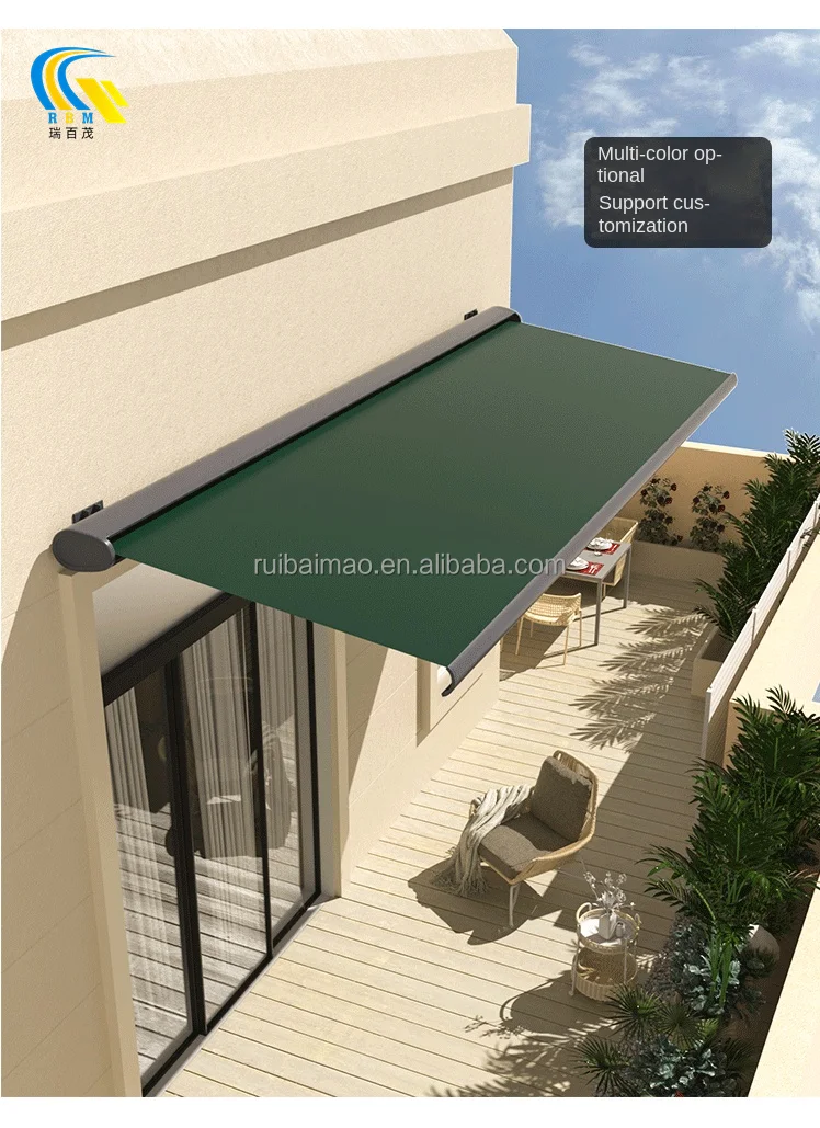 Aluminum Alloy Frame & Polyester Sail Electric Full Box Electric Retractable Awning