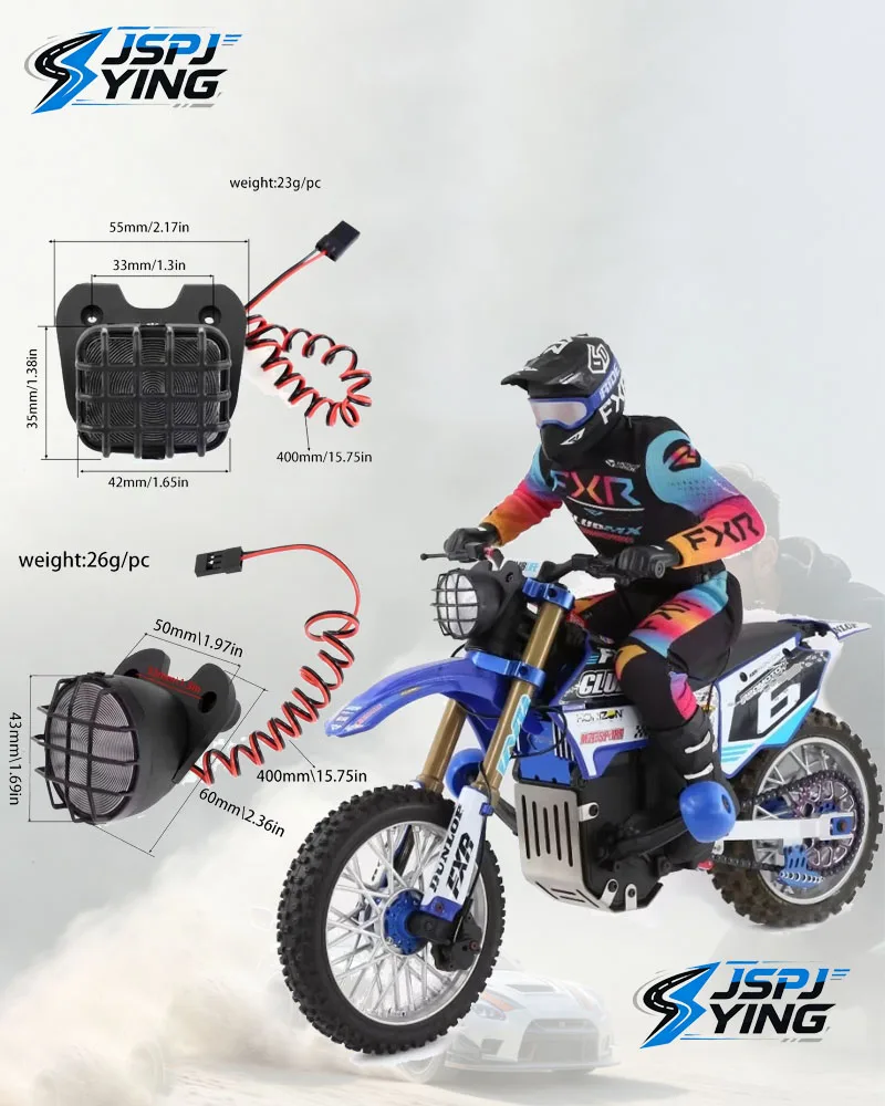 1/4 Scale RC Motorcycle LED Front Headlight Lamp, Simulation Front Light Upgrade Accessories for LOSI Promoto‑MX 1/4 RC Dirt Bik