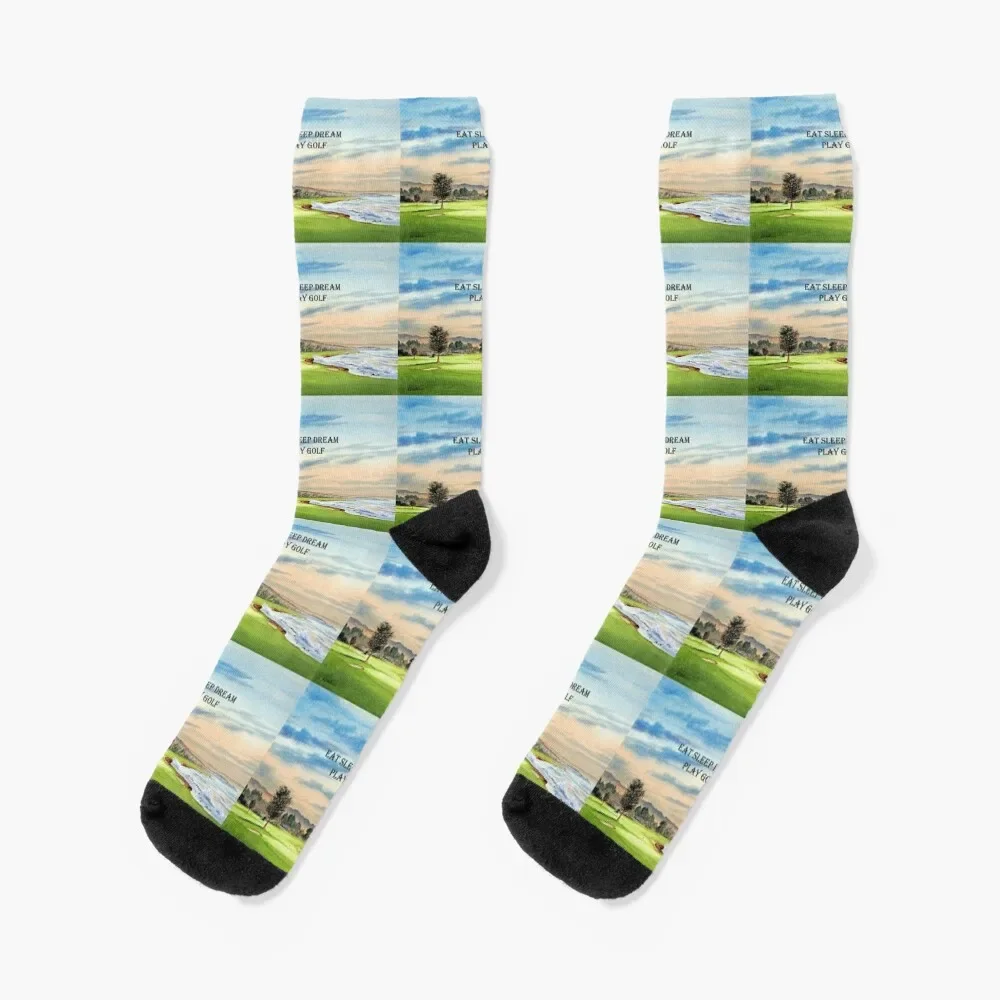 

Pebble Beach Golf Course 18th Green - Eat Sleep Dream Play Golf Socks hiking funny sock Socks Male Women's