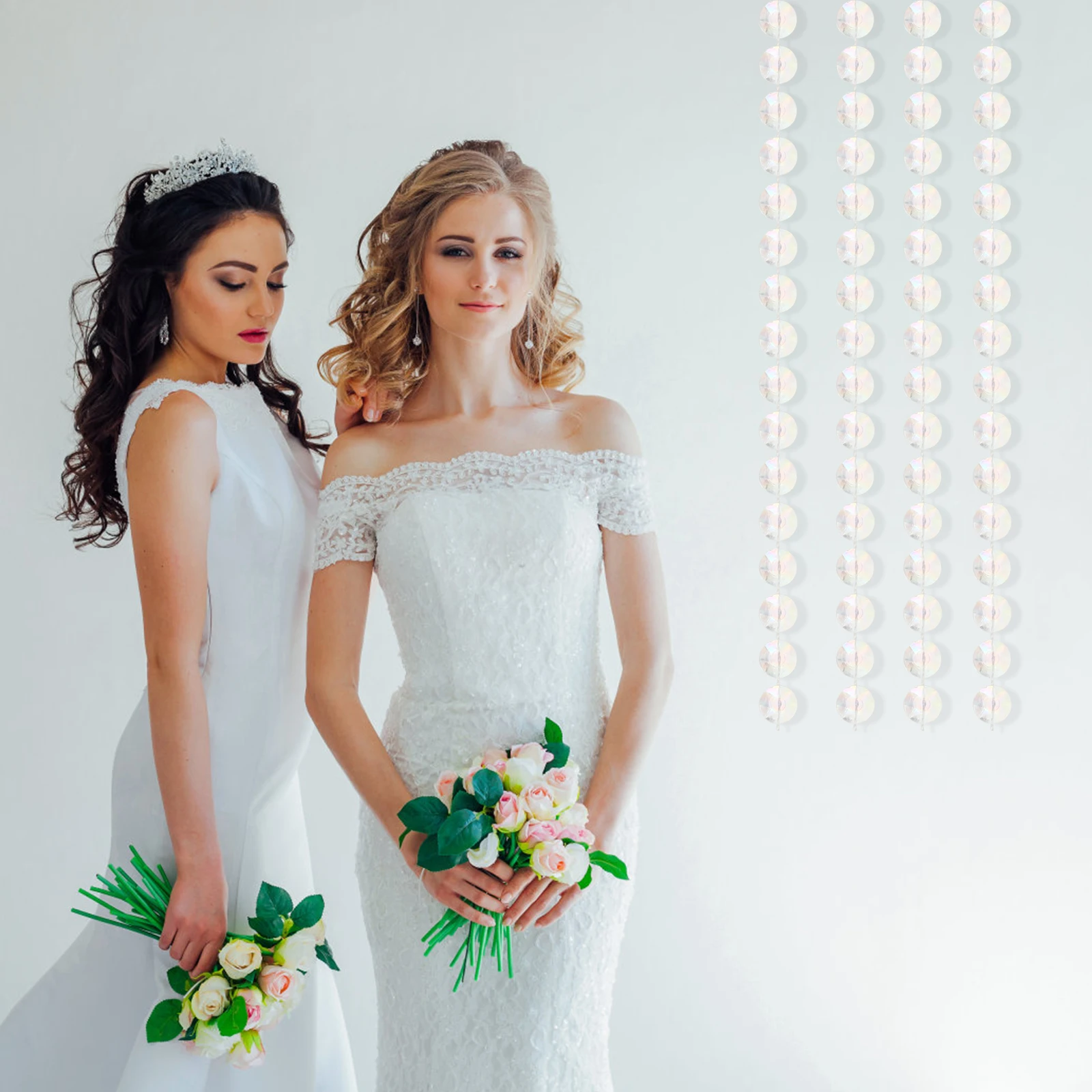 

30M Clear Crystal Beads by The Roll Faux Resin Garland for Wedding Reception Decor Table Cloth Embellishment DIY Home Lighting