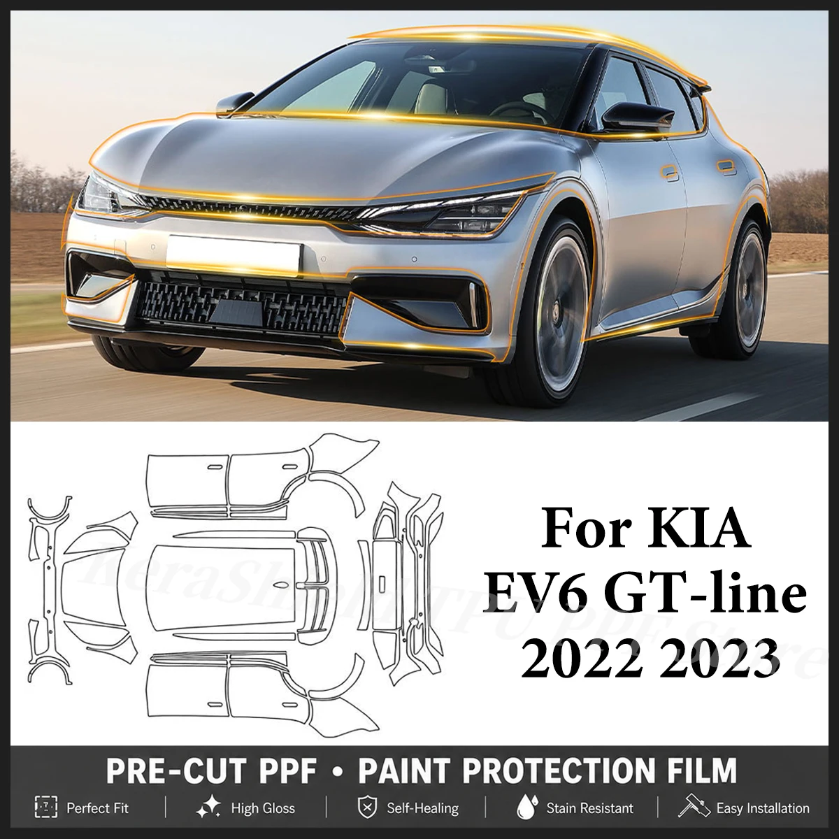 For KIA EV6 GT-line 2022 2023 TPU Paint Protection Film Matte Clear Cover Pre-cut PPF Resistant Full Wrap Anti-Scratch Sticker