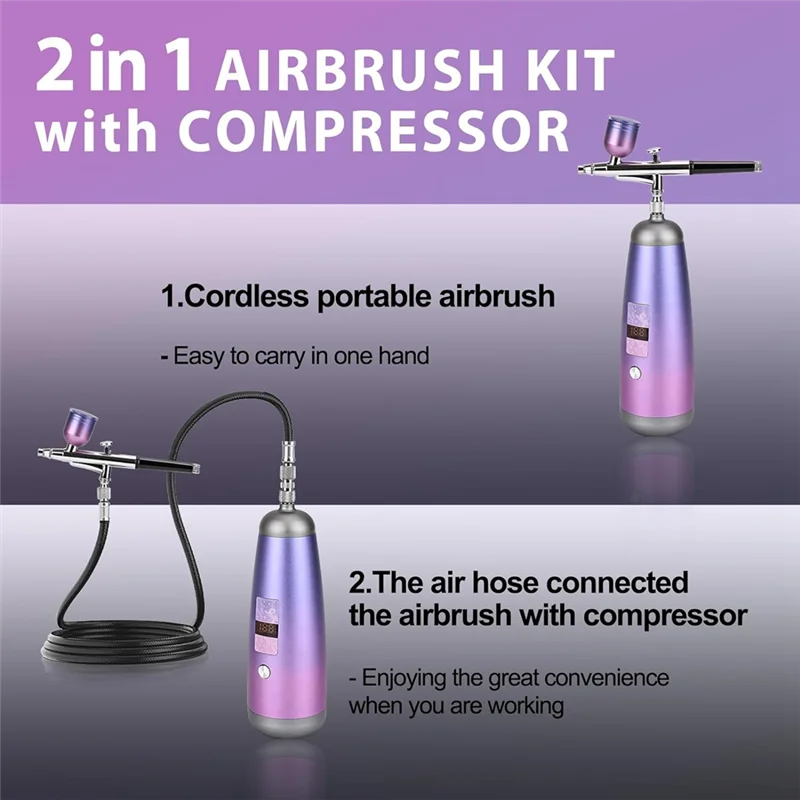 A56X Airbrush Kit For Nails 32PSI Air Brush Kit With Air Compressor Cordless Airbrush Gun Machine For Makeup,Painting,Model