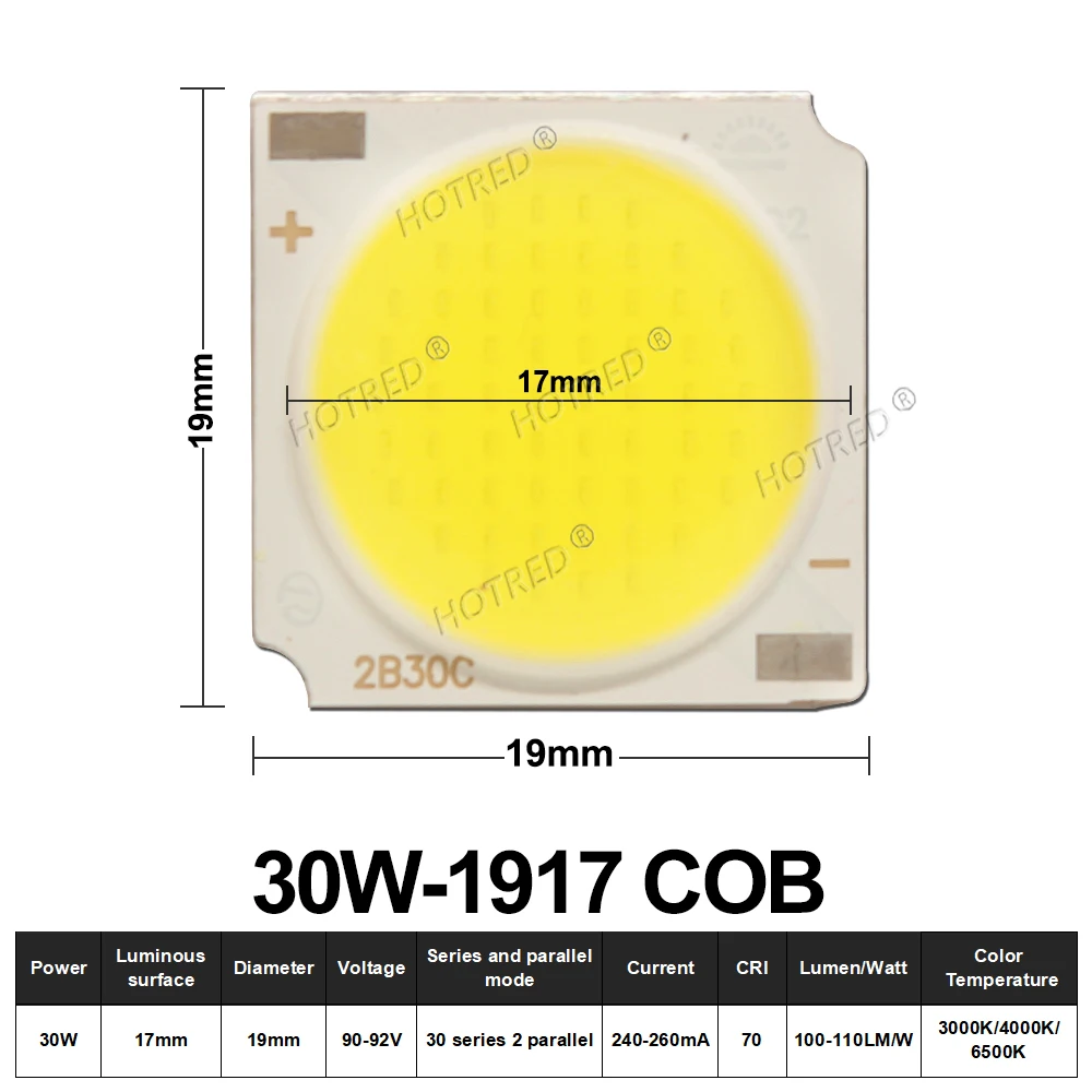 10–50 Stück COB LED 3 W 5 W 7 W 10 W 12 W 15 W 18 W 30 W 36 W neutral kalt warm weiß 13 mm 20 mm 28 mm 1919 Chips Lampe Scheinwerfer Downlight DIY