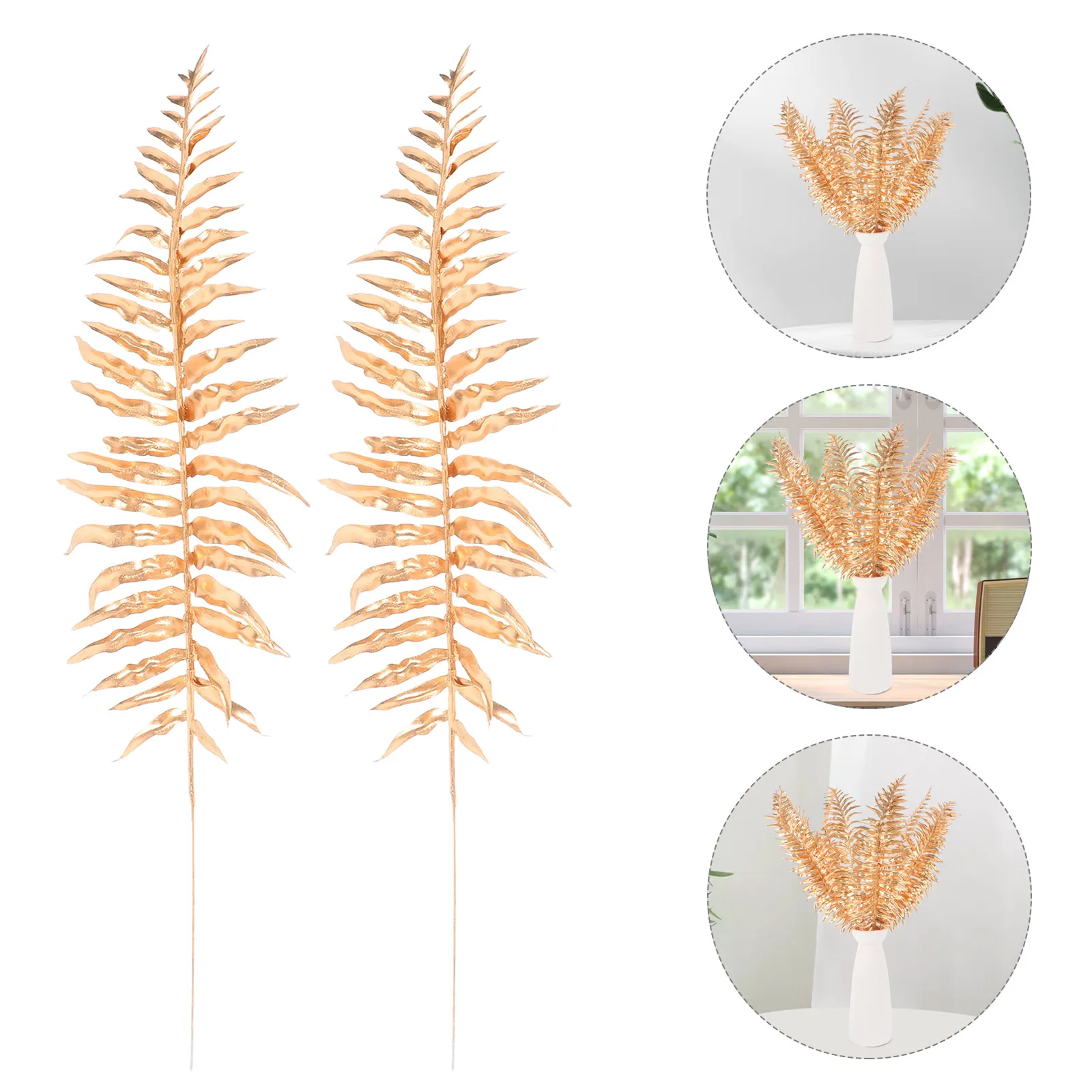 

10 Pcs Simulated Golden Plants Artificial Flowers Auxiliary Material Fake Leaf Decors for Outdoors Plastic Pick