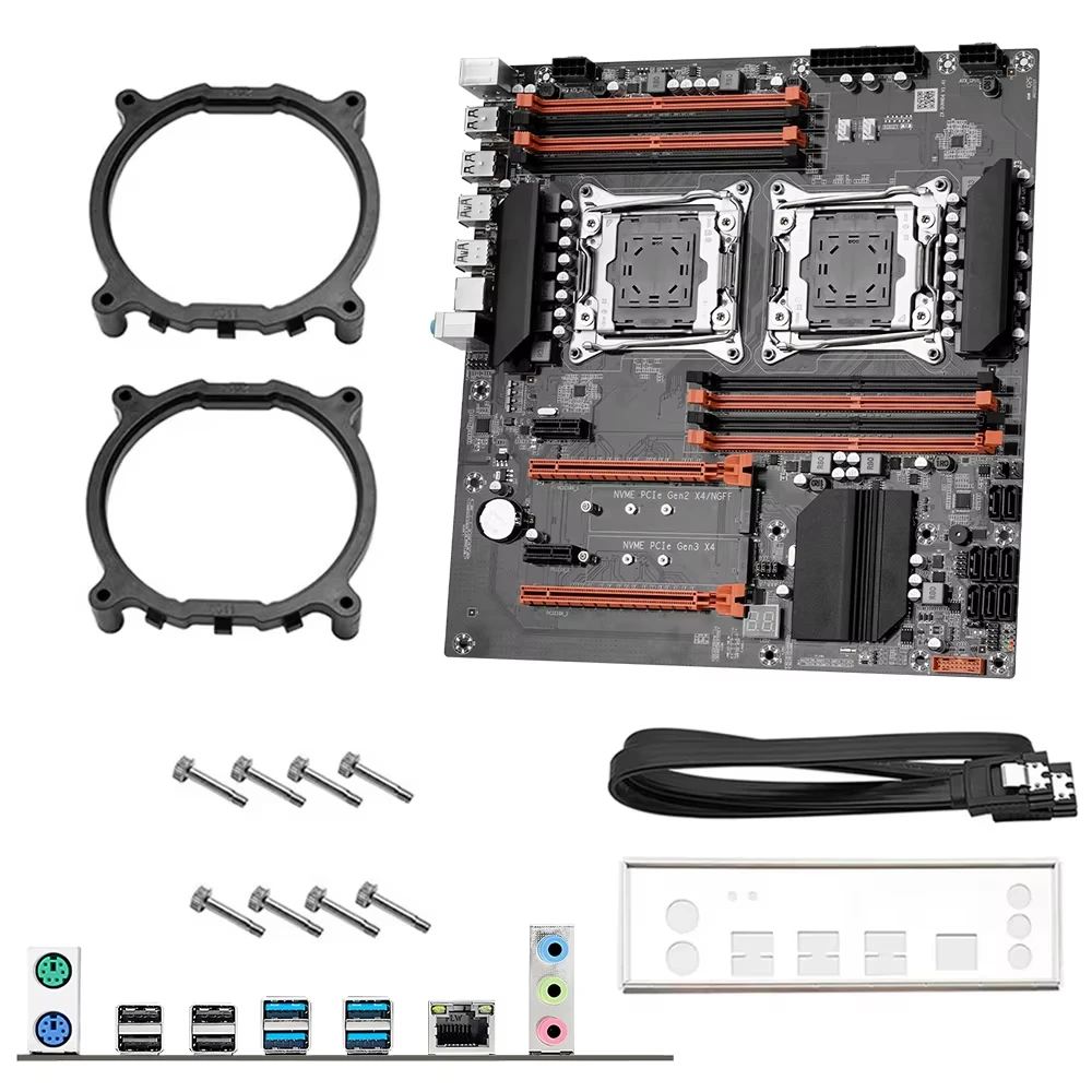 MOUGOL X99 Dual CPU Gamingเมนบอร์ดชุดntel Xeon E5 2680 V4 & DDR4 32GB (4*8GB) LGA2011-3 M.2 NVMEสําหรับเดสก์ท็อปคอมพิวเตอร์โฮสต์