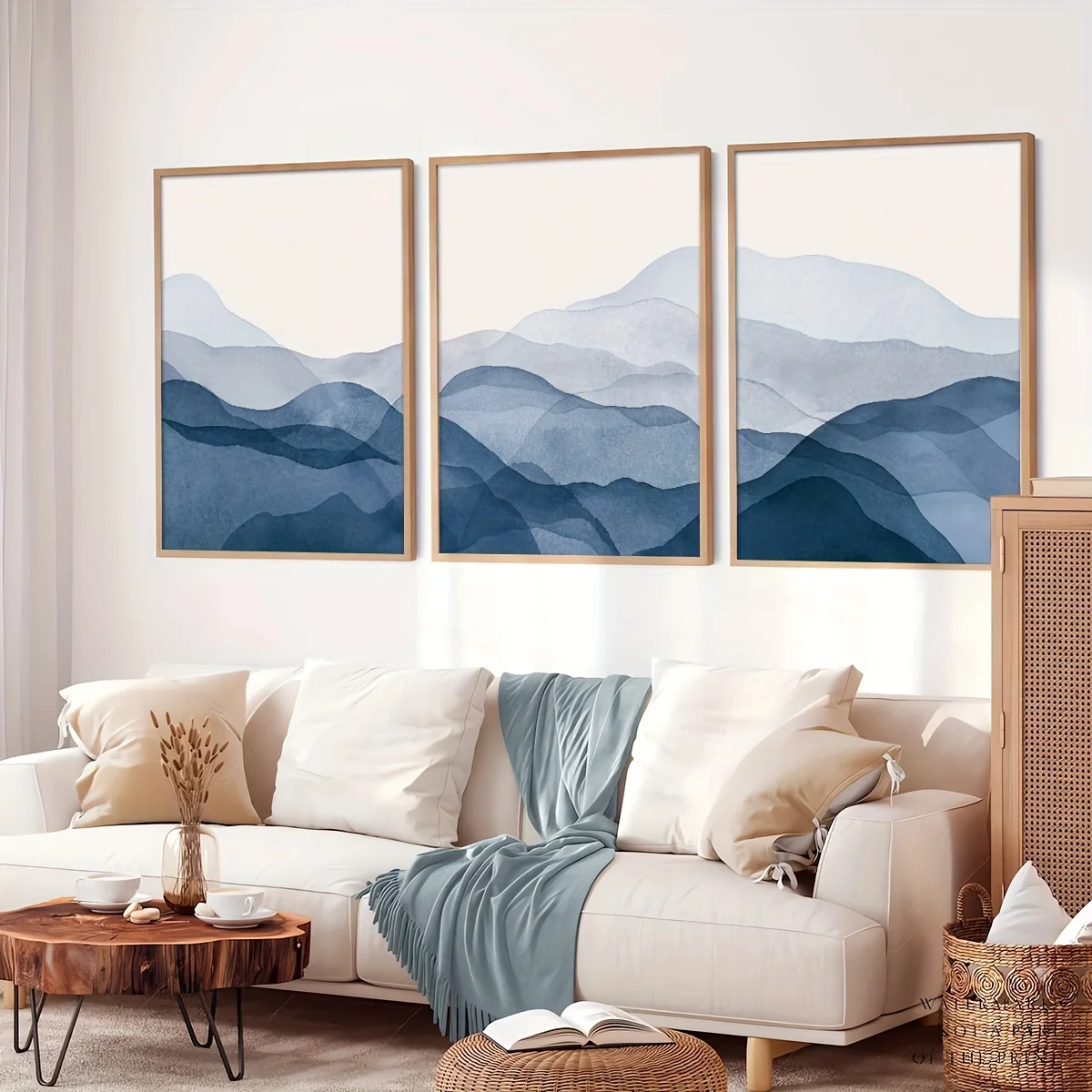 

3pcs/set Nordic Modern Watercolor Mountains Abstract Painting Frameless Wall Art Canvas Poster Home Decor Print Waterproof