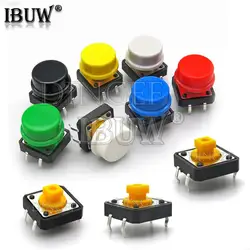 20PCS Tactile Push Button Switch Momentary 12*12*7.3MM Micro switch button with knob Yellow Green Red Kit 12x12x7.3