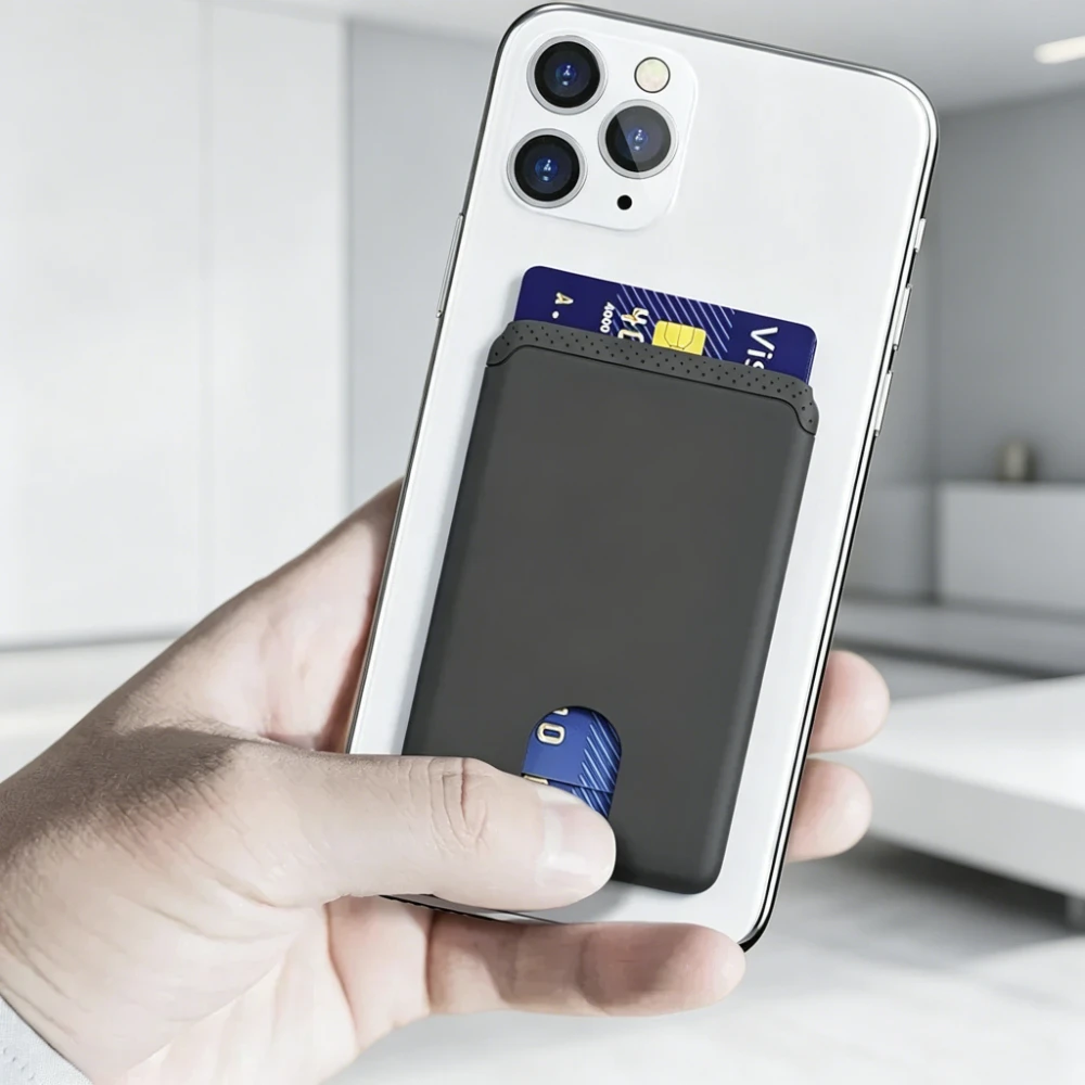 Portable Mobile Phone Card Holder Case, Slim Credit Cardholder Sticker, Soft Silicone Phone Cardholder, Daily Use Accessory
