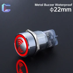 16/19/22mm Metal Buzzer Flashing Red LED Intermittent Sound Waterproof Head  Alarm 12V 24V Stainless steel shell