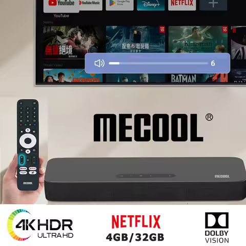 2025 MECOOL KS3 Android Soundbar TV Box Google Netflix 4K Dolby Vision 32GB Androidtv Speaker Surround Sound Home Media Theater