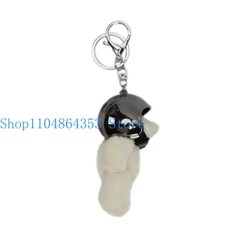 652F Bear Keychain Lovely Ornament Helmeted Bear Keyring Backpack Decoration